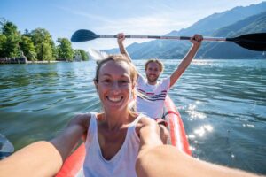 kayaking couple